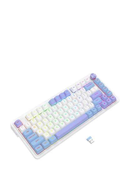 REDRAGON - Redragon K673WBP RGB Max White Purple 75% Gasket Wireless Mechanical Keyboard - white-purple