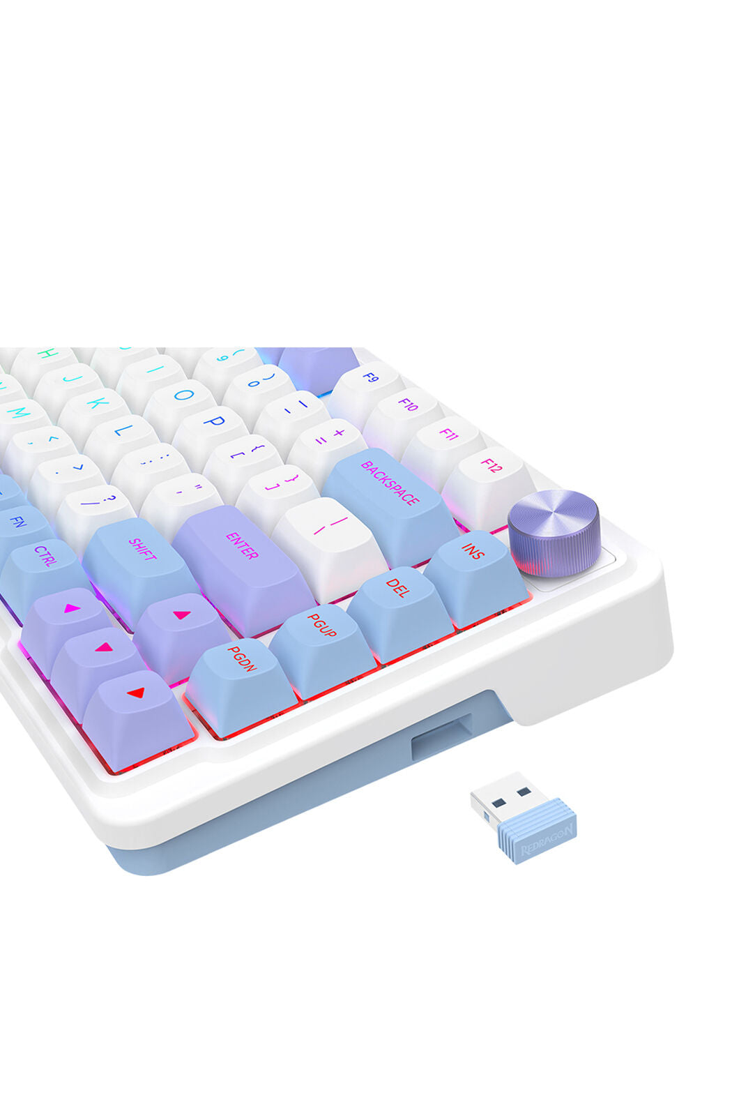 REDRAGON - Redragon K673WBP RGB Max White Purple 75% Gasket Wireless Mechanical Keyboard - white-purple