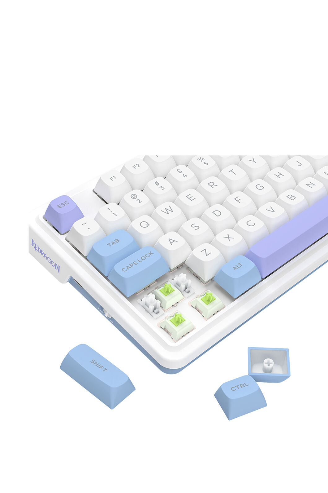 REDRAGON - Redragon K673WBP RGB Max White Purple 75% Gasket Wireless Mechanical Keyboard - white-purple