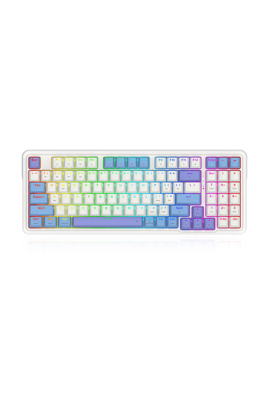REDRAGON - Redragon K664WBP RGB Pro Gloria White Purple 94% Gasket Wireless Mechanical Keyboard - white-purple
