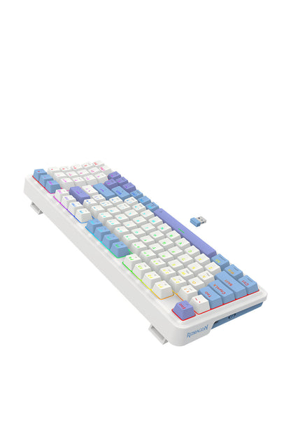 REDRAGON - Redragon K664WBP RGB Pro Gloria White Purple 94% Gasket Wireless Mechanical Keyboard - white-purple