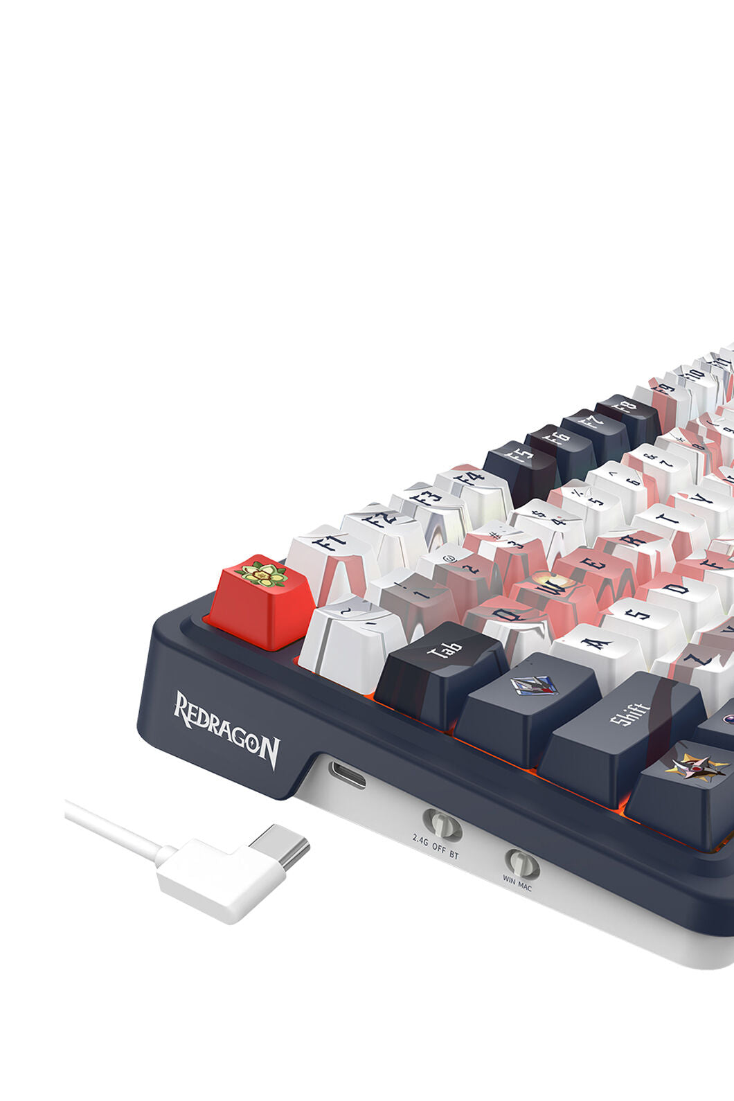REDRAGON - Redragon K686AK RGB Pro EISA Navy White 98+1 Gasket Wireless Mechanical Keyboard - navy-white