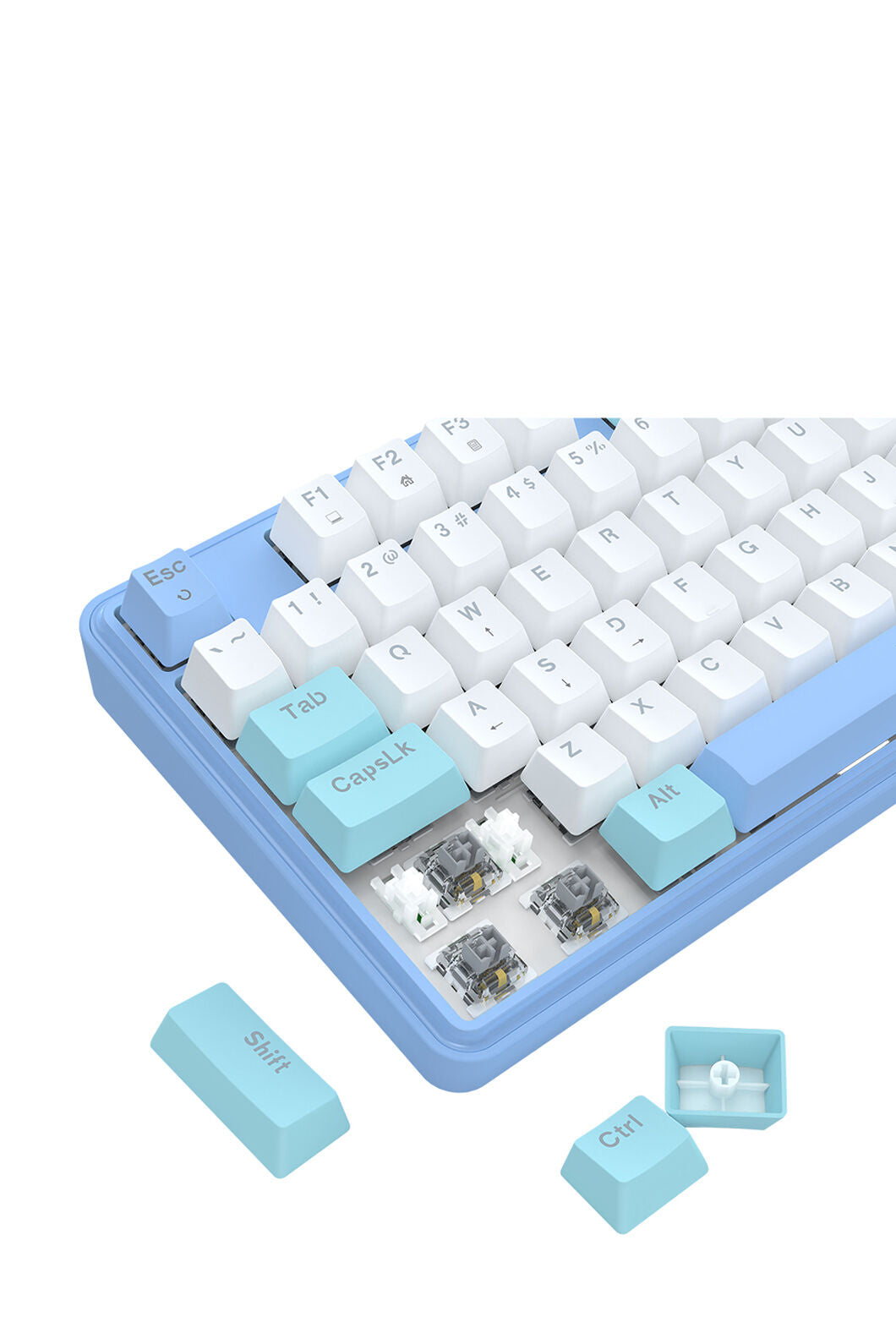 REDRAGON - Redragon K707WBB RGB S.Blade White/Blue TKL Gasket Mounted Linear Gaming Keyboard - white-blue