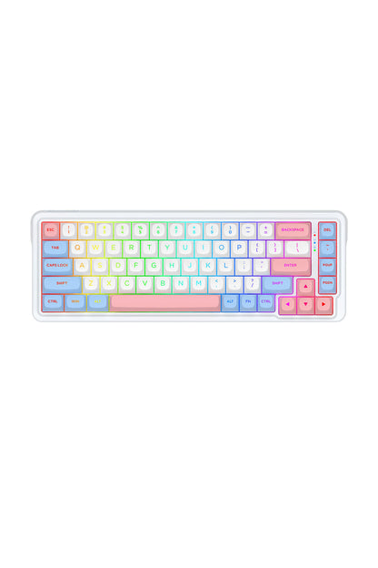 REDRAGON - Redragon K709WBP RGB Pro Nova White/Blue/Pink 65% Wireless Gasket Gaming Keyboard - white-blue-pink