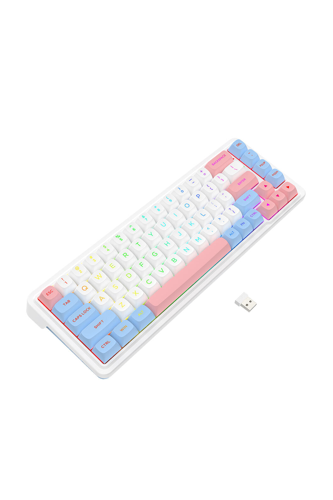 REDRAGON - Redragon K709WBP RGB Pro Nova White/Blue/Pink 65% Wireless Gasket Gaming Keyboard - white-blue-pink