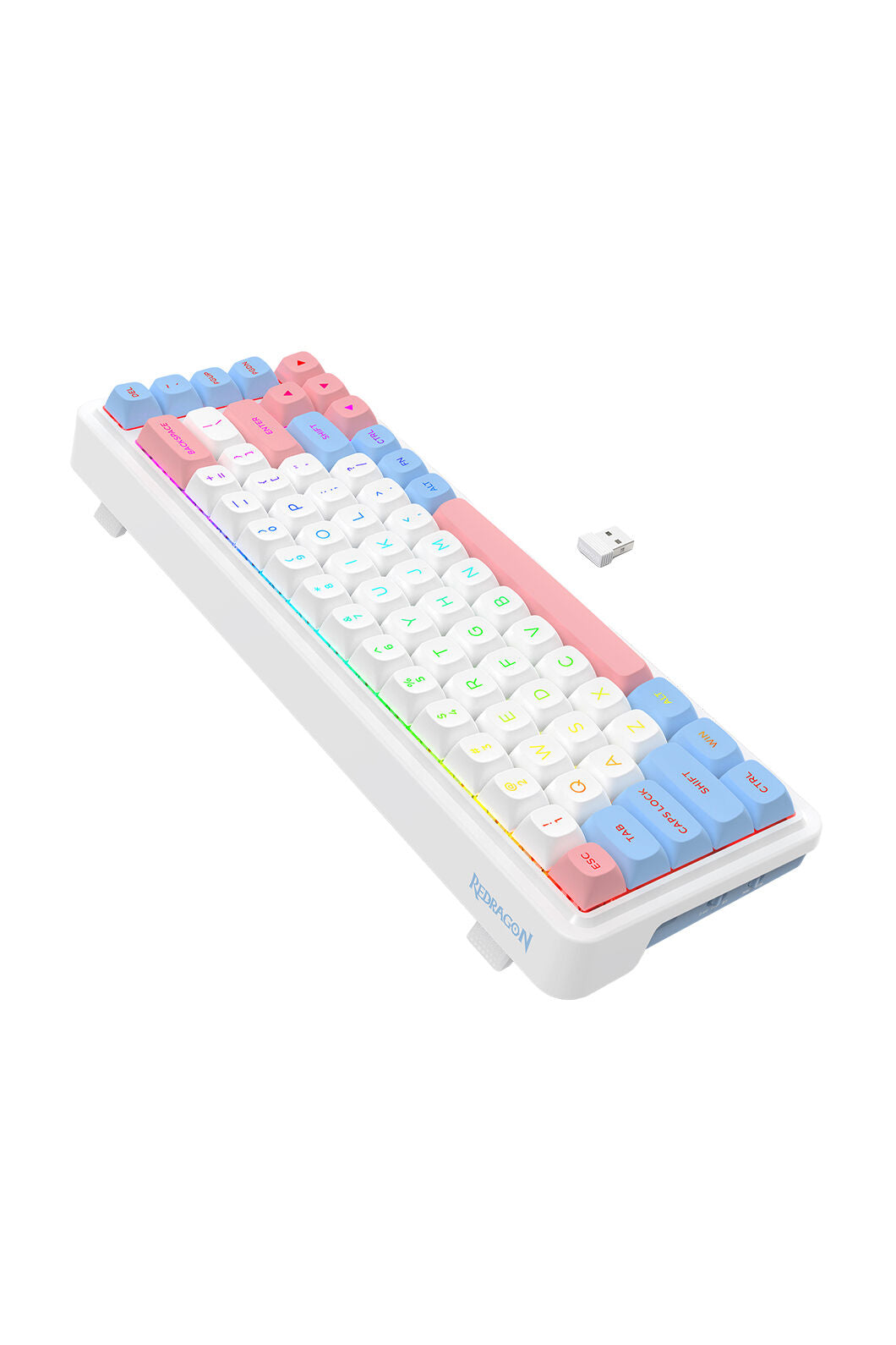 REDRAGON - Redragon K709WBP RGB Pro Nova White/Blue/Pink 65% Wireless Gasket Gaming Keyboard - white-blue-pink