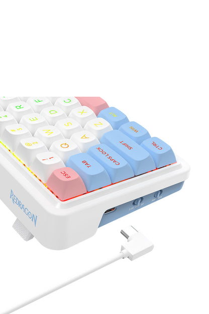 REDRAGON - Redragon K709WBP RGB Pro Nova White/Blue/Pink 65% Wireless Gasket Gaming Keyboard - white-blue-pink