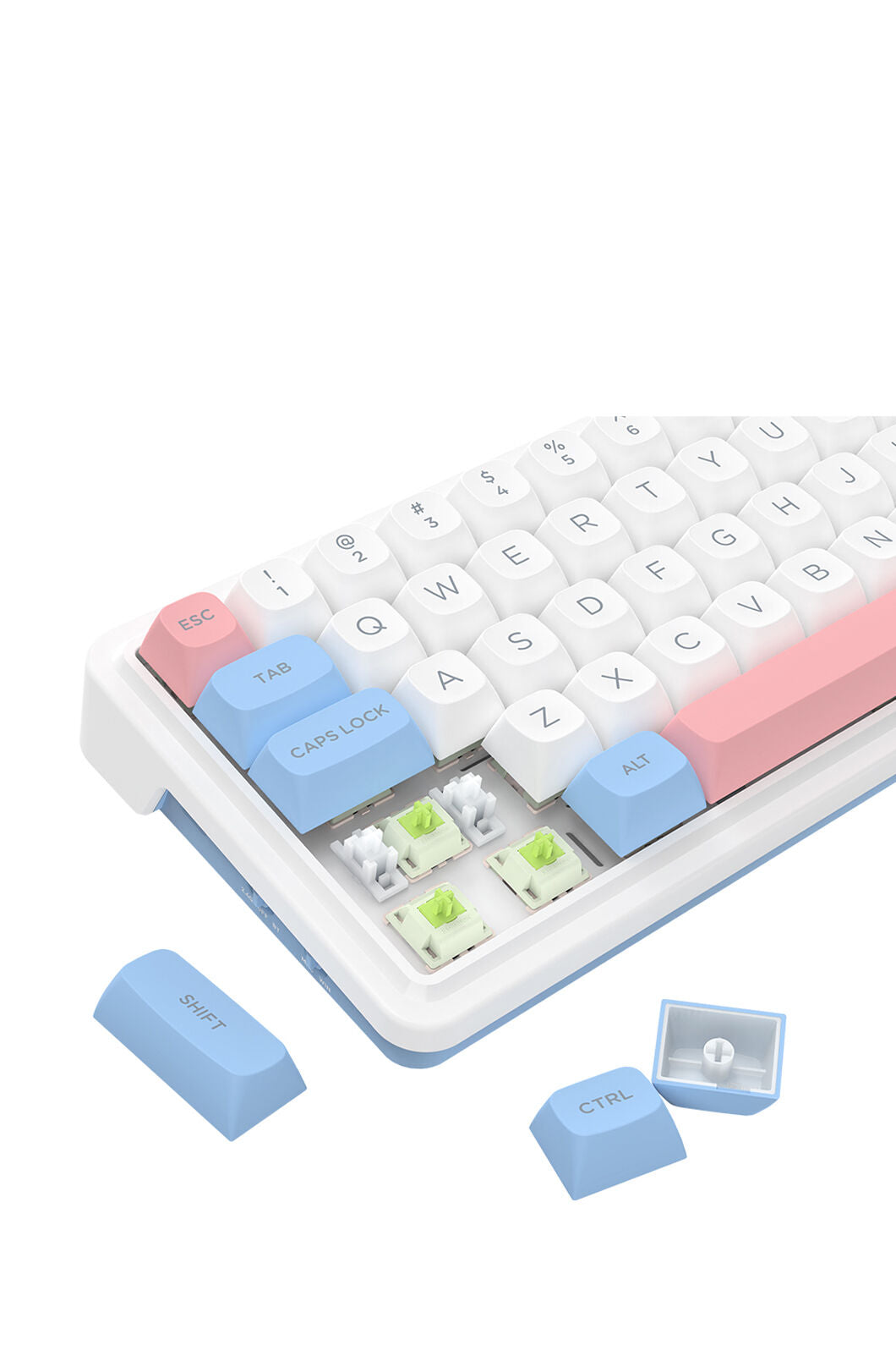 REDRAGON - Redragon K709WBP RGB Pro Nova White/Blue/Pink 65% Wireless Gasket Gaming Keyboard - white-blue-pink