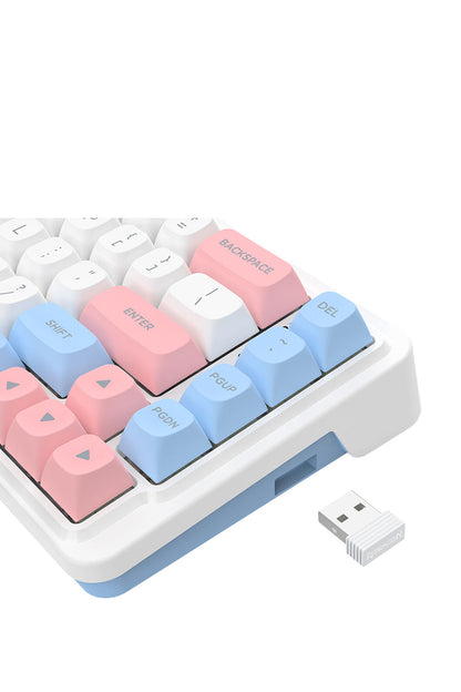 REDRAGON - Redragon K709WBP RGB Pro Nova White/Blue/Pink 65% Wireless Gasket Gaming Keyboard - white-blue-pink