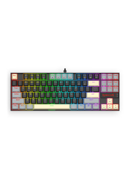 REDRAGON - Redragon K552LGY-RGB Kumara Wired Mechanical Keyboard-Black/Grey - black-grey