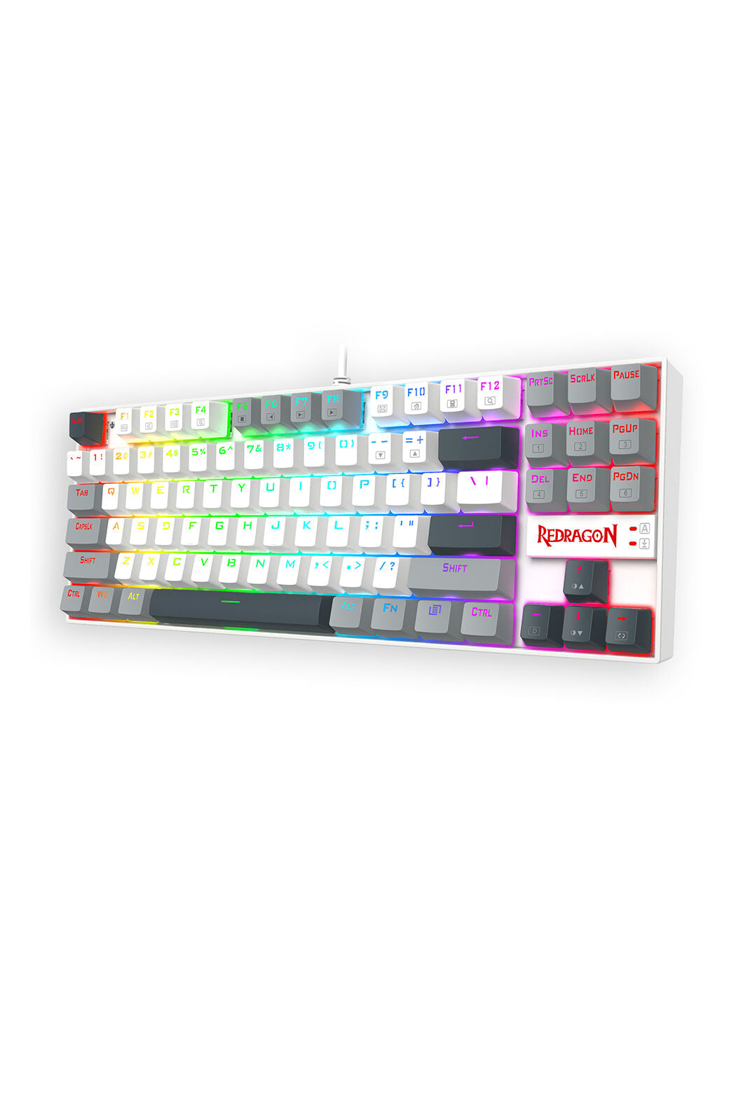 REDRAGON - Redragon K552WGL-RGB Kumara Wired Mechanical Keyboard-White/Grey - white-grey