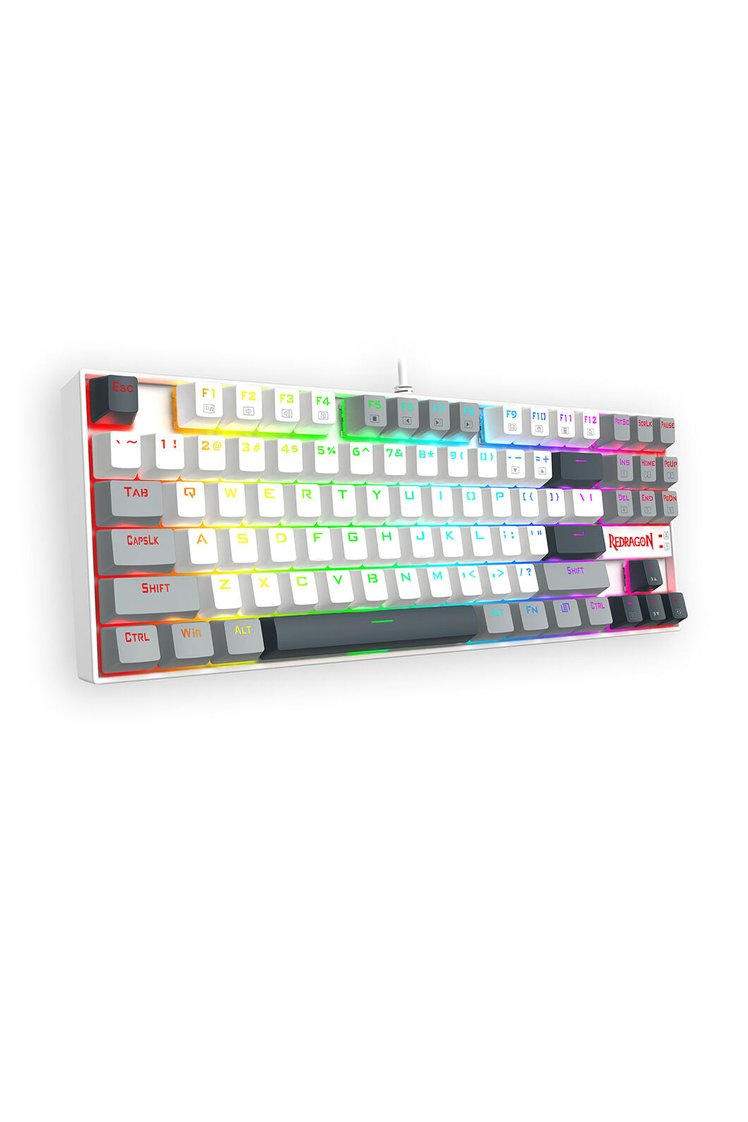 REDRAGON - Redragon K552WGL-RGB Kumara Wired Mechanical Keyboard-White/Grey - white-grey