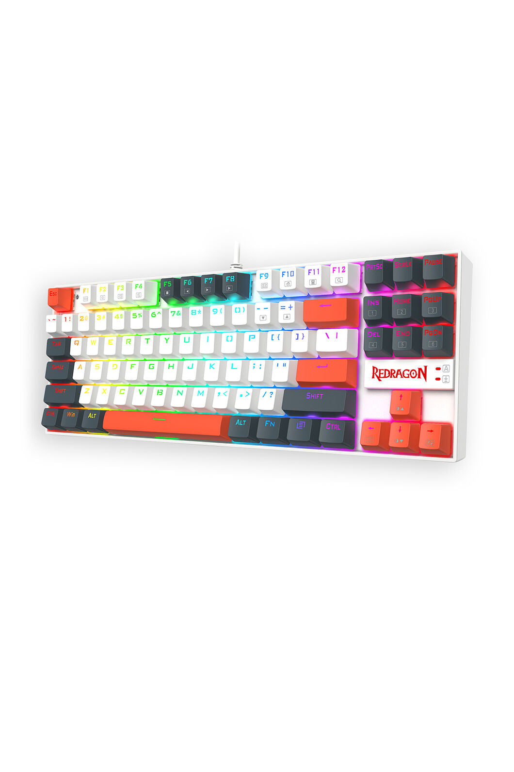 REDRAGON - Redragon K552WLR-RGB Kumara Wired Mechanical Keyboard-White/Orange - white-orange