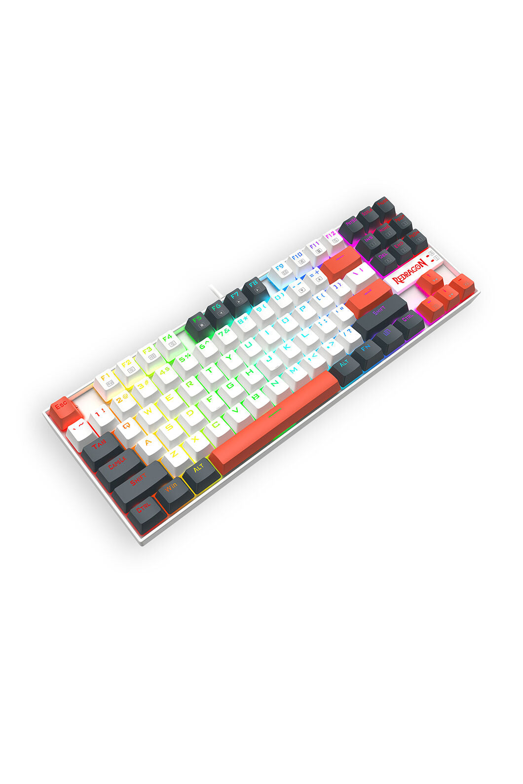 REDRAGON - Redragon K552WLR-RGB Kumara Wired Mechanical Keyboard-White/Orange - white-orange