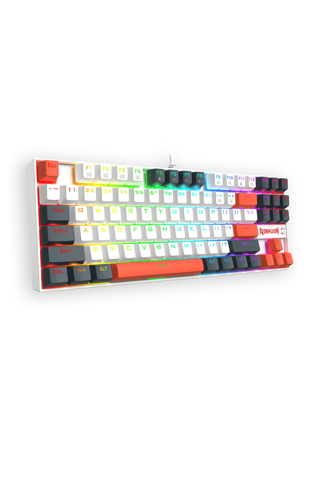 REDRAGON - Redragon K552WLR-RGB Kumara Wired Mechanical Keyboard-White/Orange - white-orange