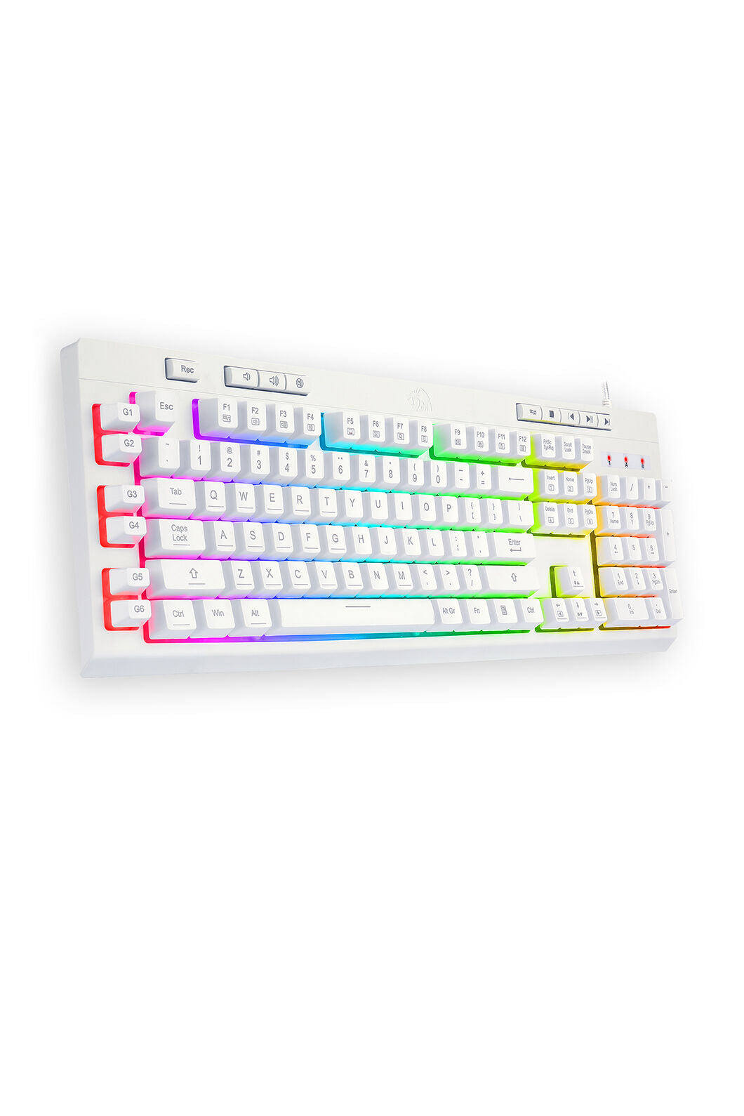REDRAGON - Redragon K512W Shiva RGB Backlit Full Size Wired Membrane Gamin Keyboard (White) - white