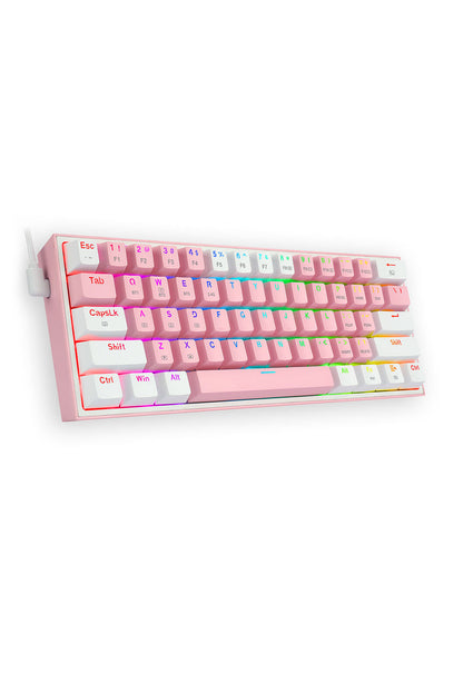 REDRAGON - Redragon K616-RGB Fizz Pro Pink/White 60% Tri-Mode Wireless Mechanical Gaming Keyboard - pink-white