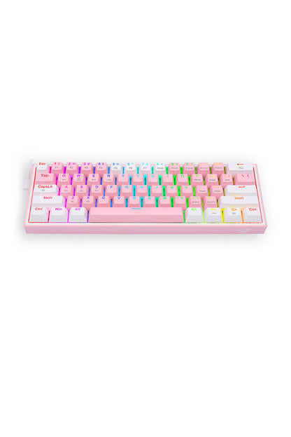 REDRAGON - Redragon K616-RGB Fizz Pro Pink/White 60% Tri-Mode Wireless Mechanical Gaming Keyboard - pink-white