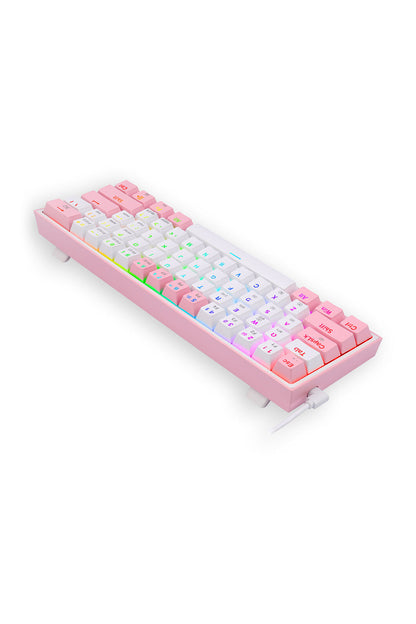 REDRAGON - Redragon K616-RGB Fizz Pro Pink/White 60% Tri-Mode Wireless Mechanical Gaming Keyboard - pink-white