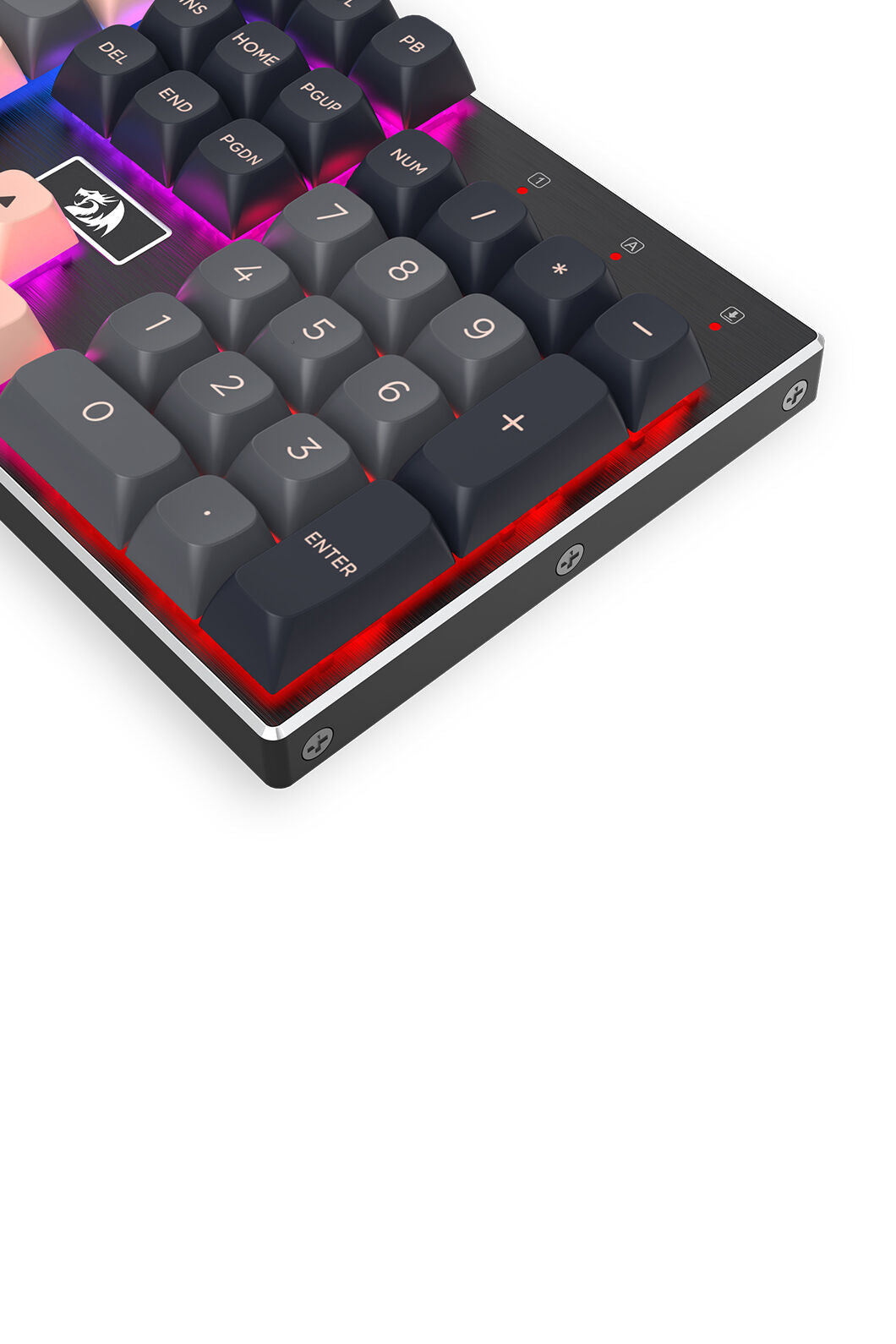 REDRAGON - Redragon K556GBP-RGB Devarajas Pink Hot-Swap Aluminum Mechanical Gaming Keyboard - grey-black-pink