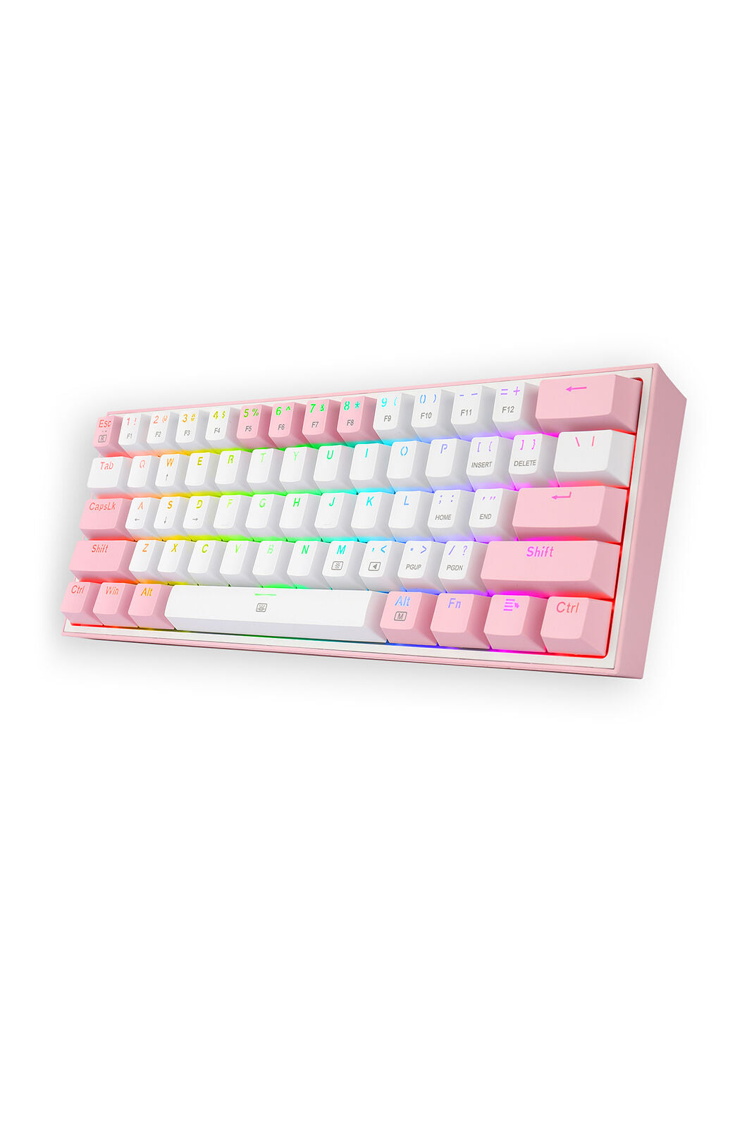 REDRAGON - Redragon K617-RGB Fizz White/Pink 60% Wired Mechanical Keyboard - white-pink