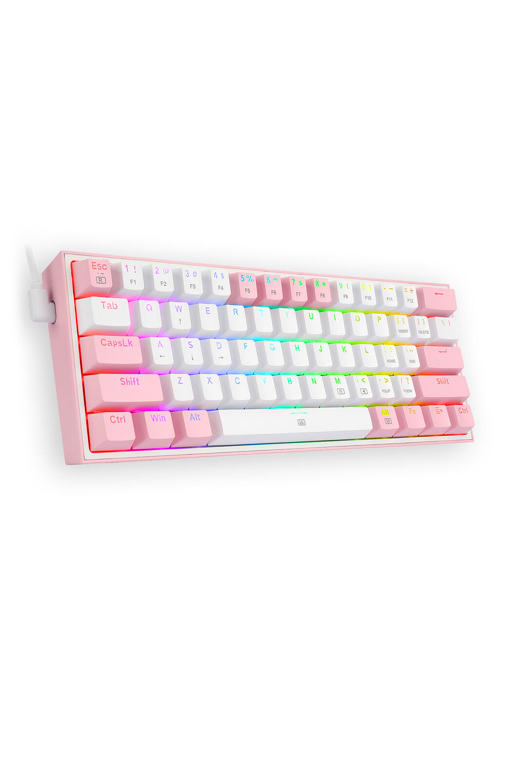 REDRAGON - Redragon K617-RGB Fizz White/Pink 60% Wired Mechanical Keyboard - white-pink