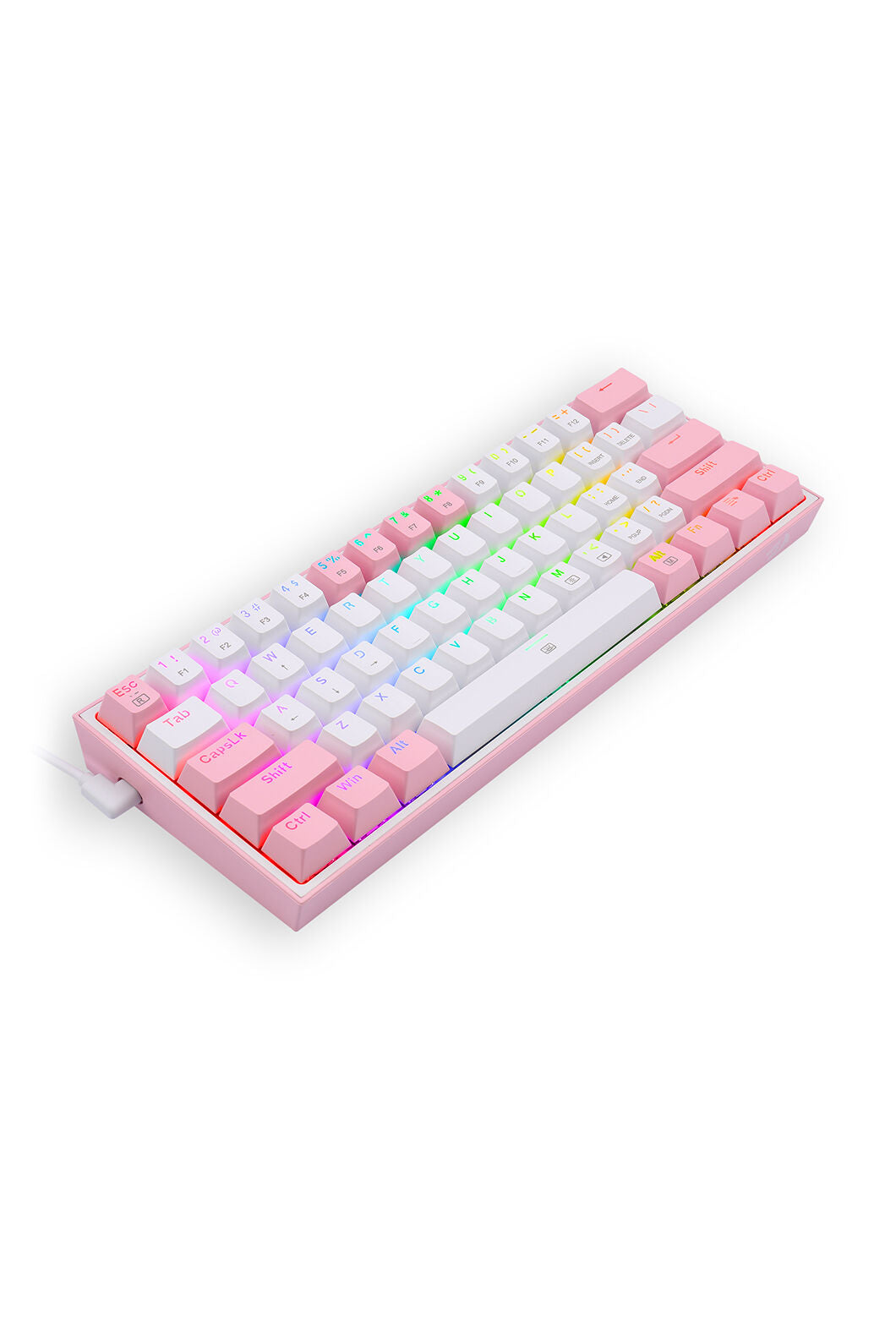 REDRAGON - Redragon K617-RGB Fizz White/Pink 60% Wired Mechanical Keyboard - white-pink