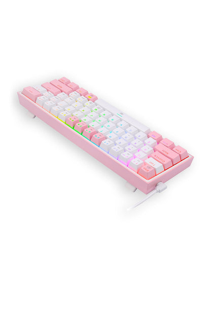 REDRAGON - Redragon K617-RGB Fizz White/Pink 60% Wired Mechanical Keyboard - white-pink