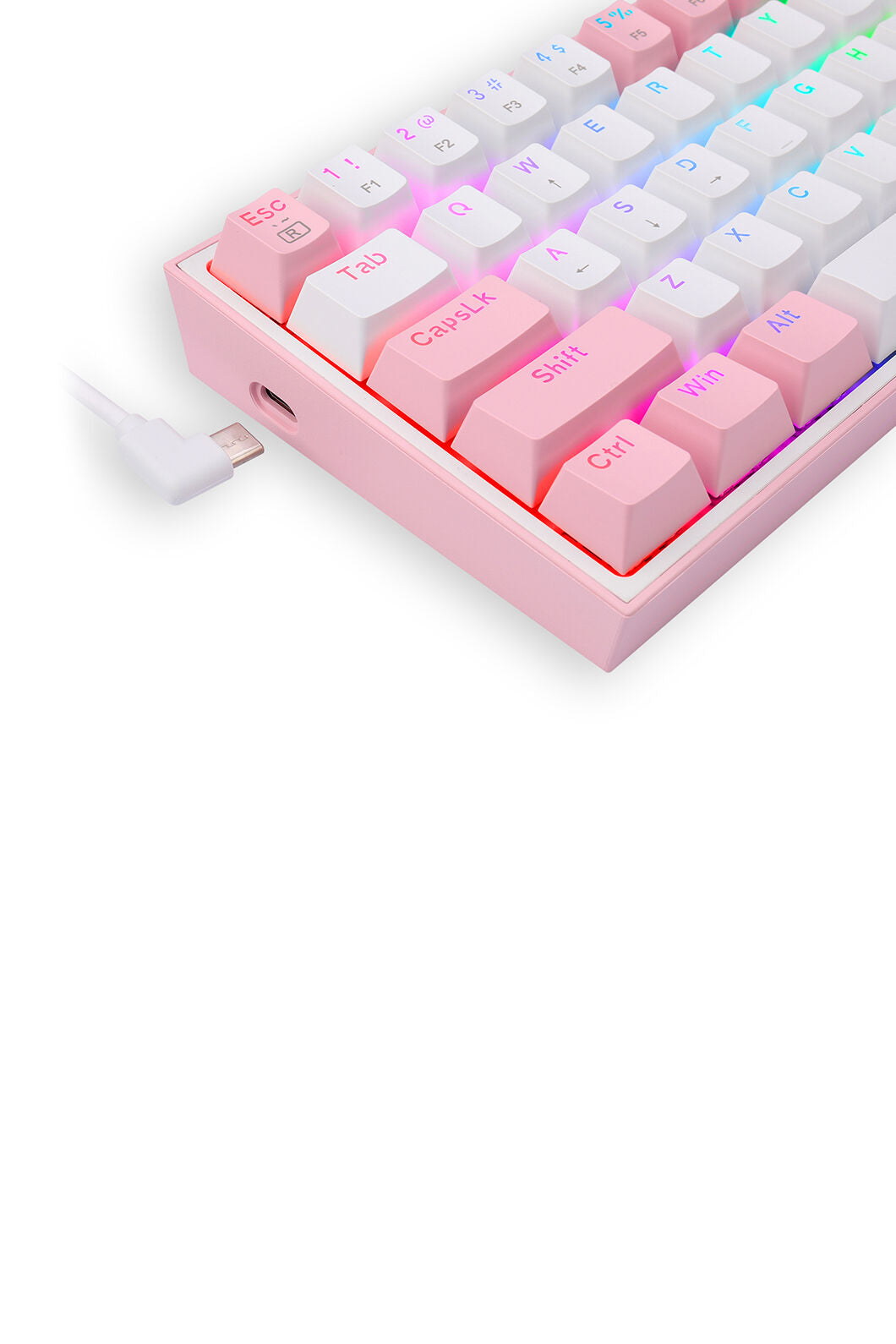 REDRAGON - Redragon K617-RGB Fizz White/Pink 60% Wired Mechanical Keyboard - white-pink
