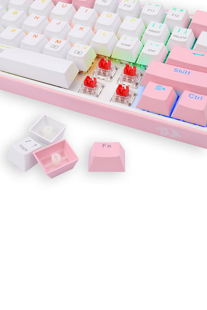 REDRAGON - Redragon K617-RGB Fizz White/Pink 60% Wired Mechanical Keyboard - white-pink