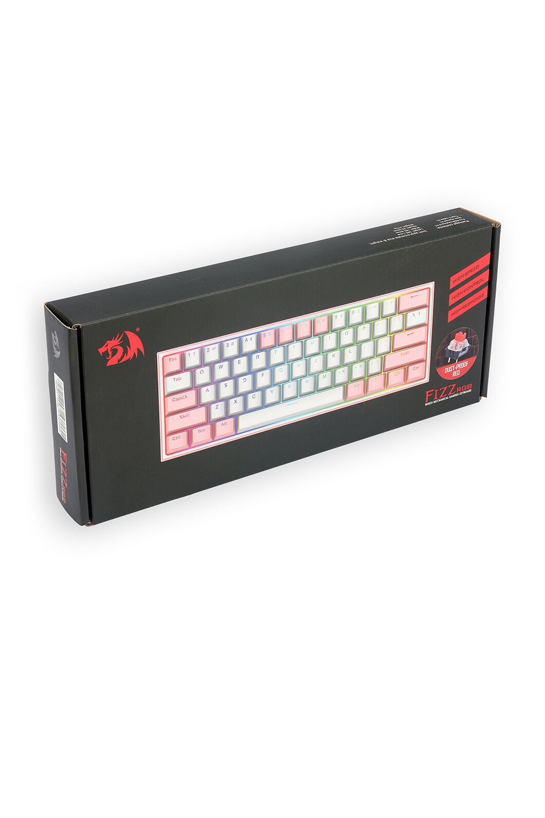 REDRAGON - Redragon K617-RGB Fizz White/Pink 60% Wired Mechanical Keyboard - white-pink
