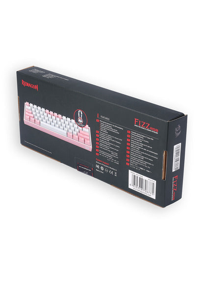 REDRAGON - Redragon K617-RGB Fizz White/Pink 60% Wired Mechanical Keyboard - white-pink