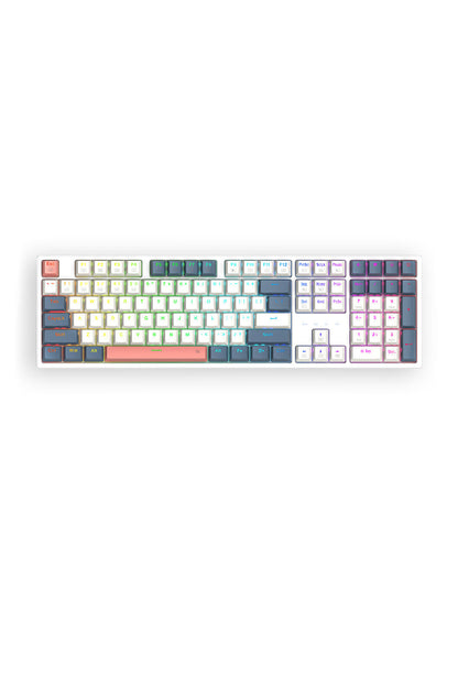 REDRAGON - Redragon K668WBO-RGB Trundle White/Blue Hot-Swap 108-Key Mechanical Gaming Keyboard - white-blue