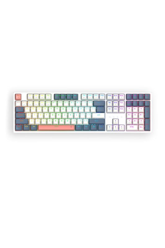 REDRAGON - Redragon K668WBO-RGB Trundle White/Blue Hot-Swap 108-Key Mechanical Gaming Keyboard - white-blue