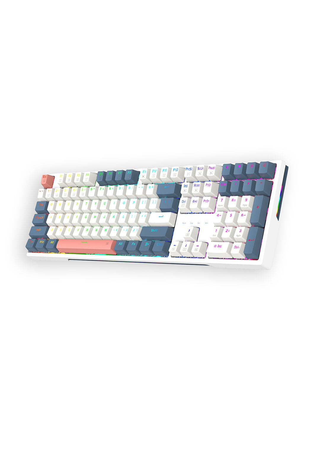 REDRAGON - Redragon K668WBO-RGB Trundle White/Blue Hot-Swap 108-Key Mechanical Gaming Keyboard - white-blue
