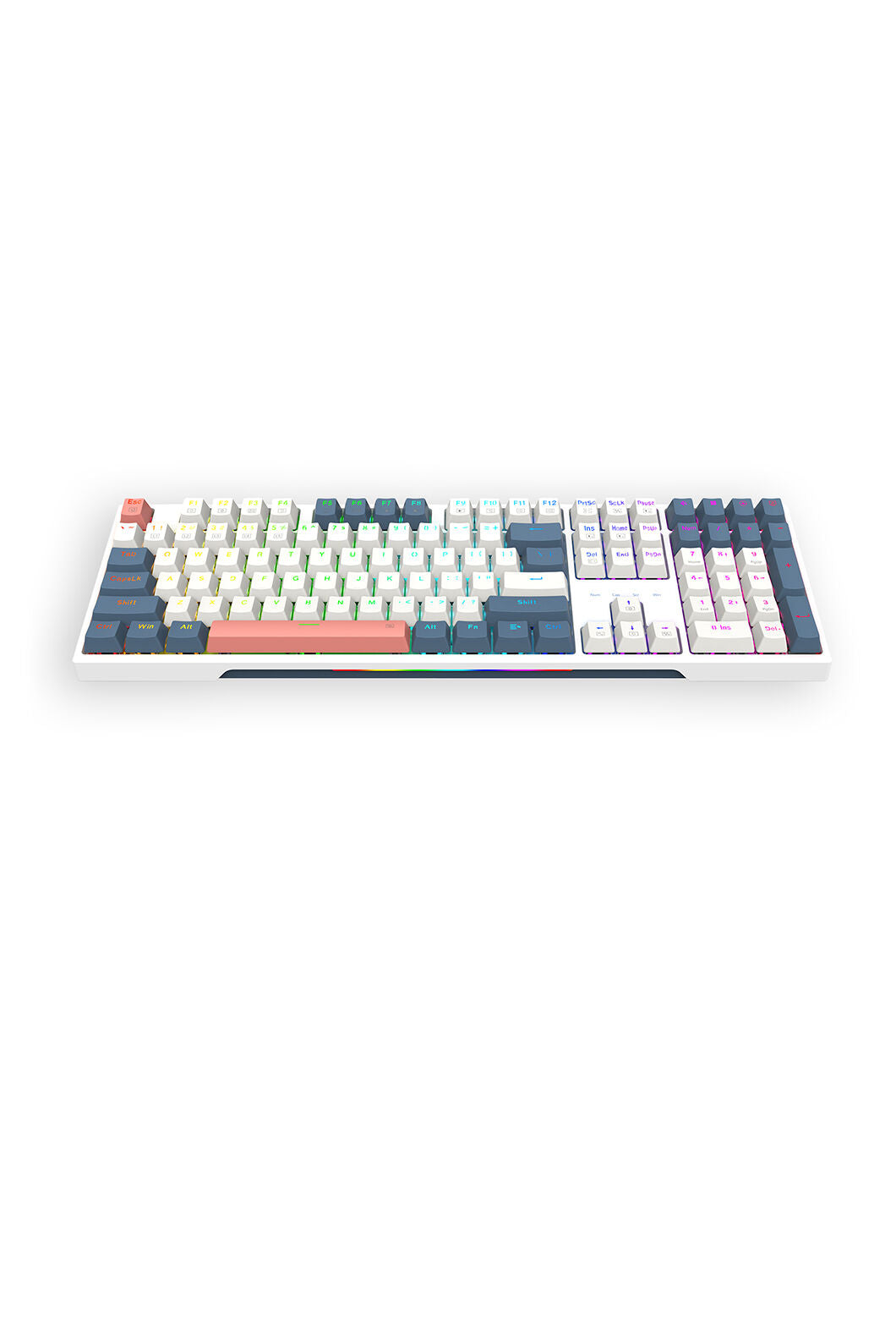 REDRAGON - Redragon K668WBO-RGB Trundle White/Blue Hot-Swap 108-Key Mechanical Gaming Keyboard - white-blue