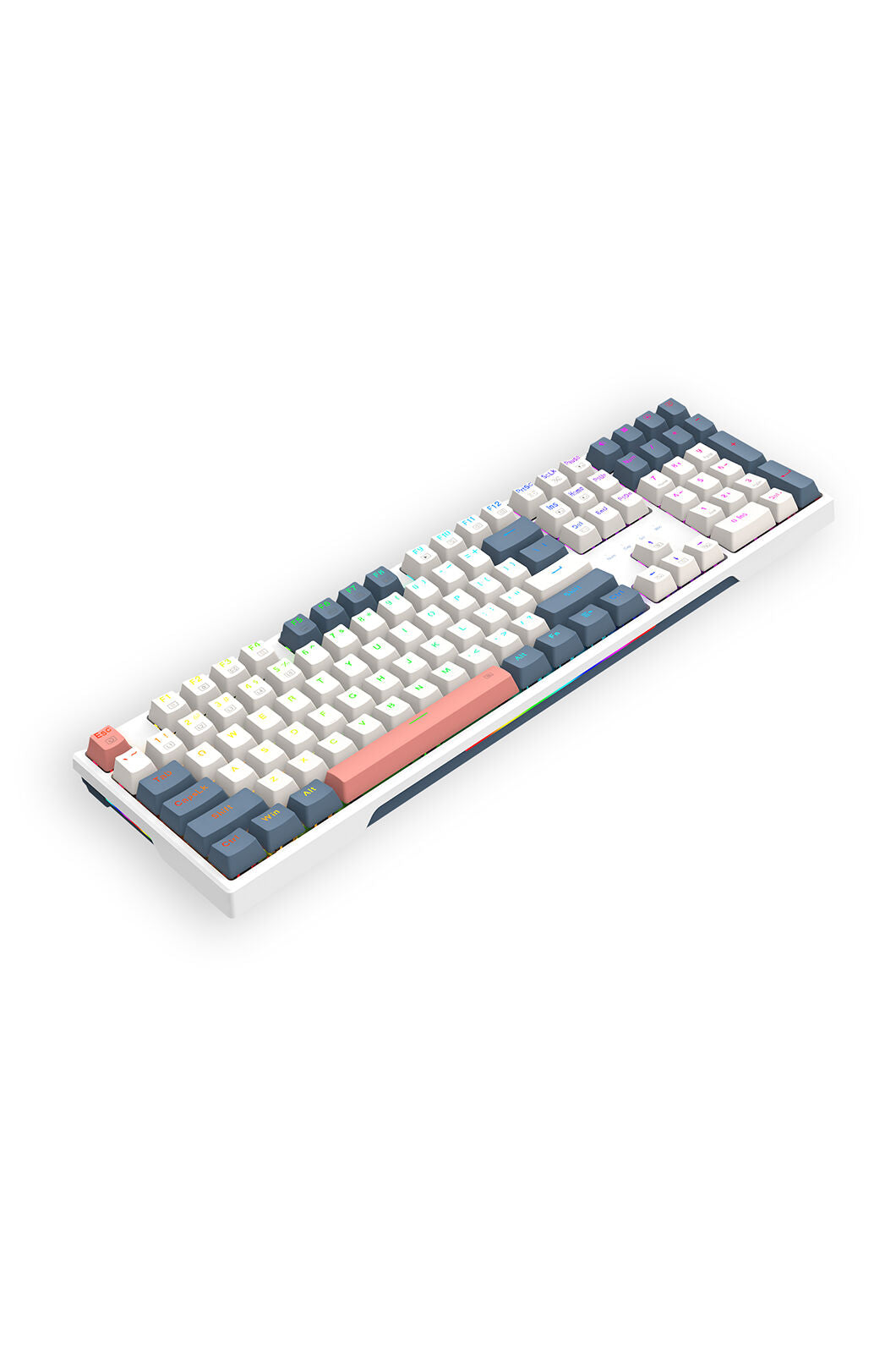 REDRAGON - Redragon K668WBO-RGB Trundle White/Blue Hot-Swap 108-Key Mechanical Gaming Keyboard - white-blue
