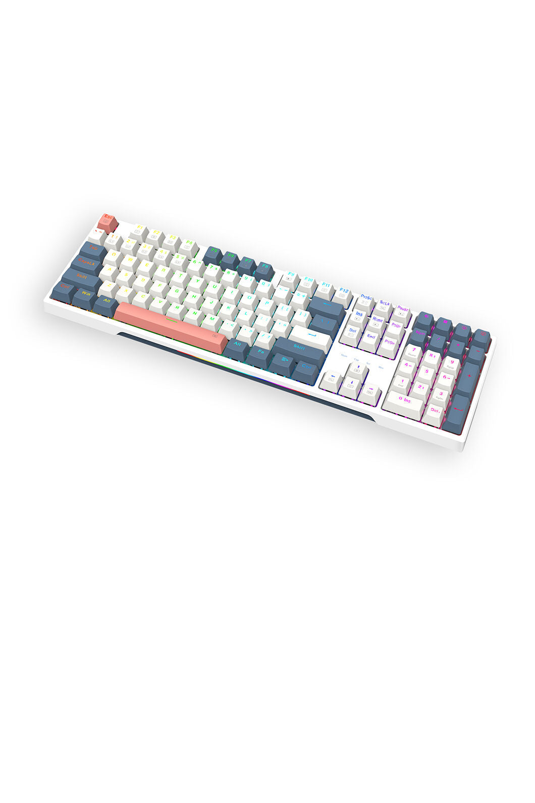 REDRAGON - Redragon K668WBO-RGB Trundle White/Blue Hot-Swap 108-Key Mechanical Gaming Keyboard - white-blue