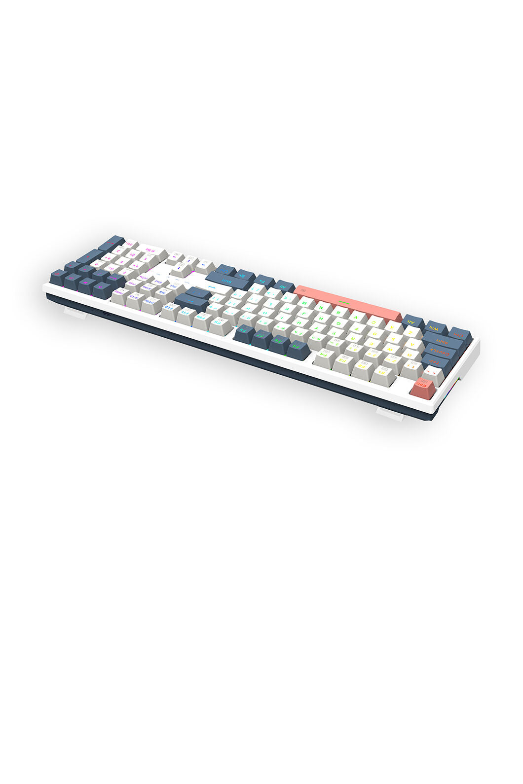 REDRAGON - Redragon K668WBO-RGB Trundle White/Blue Hot-Swap 108-Key Mechanical Gaming Keyboard - white-blue
