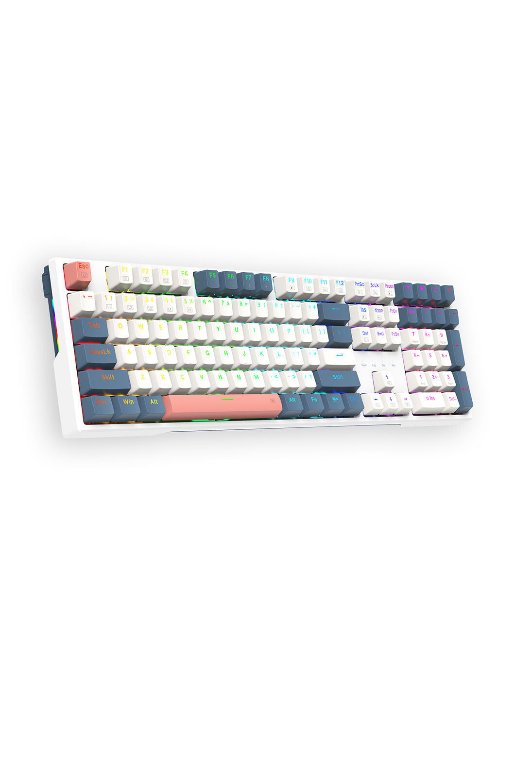 REDRAGON - Redragon K668WBO-RGB Trundle White/Blue Hot-Swap 108-Key Mechanical Gaming Keyboard - white-blue