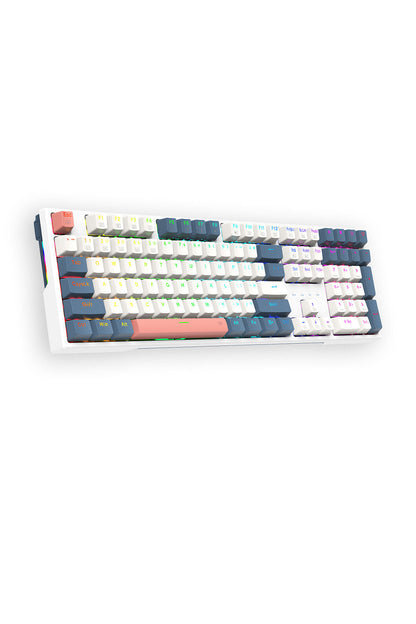 REDRAGON - Redragon K668WBO-RGB Trundle White/Blue Hot-Swap 108-Key Mechanical Gaming Keyboard - white-blue