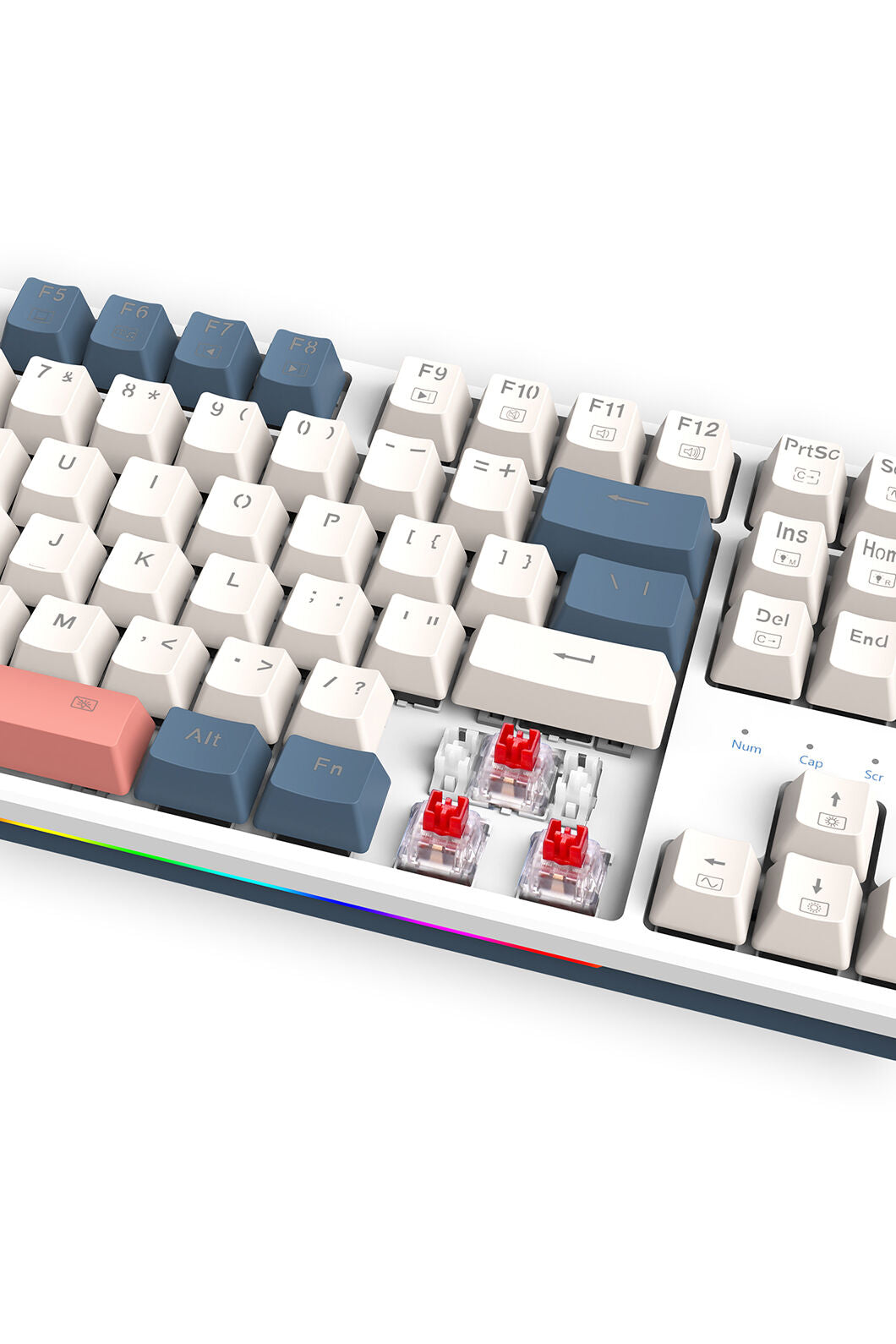 REDRAGON - Redragon K668WBO-RGB Trundle White/Blue Hot-Swap 108-Key Mechanical Gaming Keyboard - white-blue