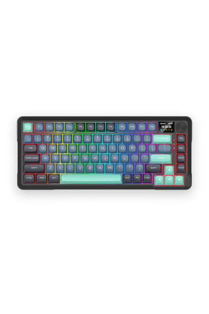 REDRAGON - Redragon K724-PRO BEHEMOTH Grey/Black/Green 75% Gasket Tri-Mode Mechanical Keyboard - grey-black-green