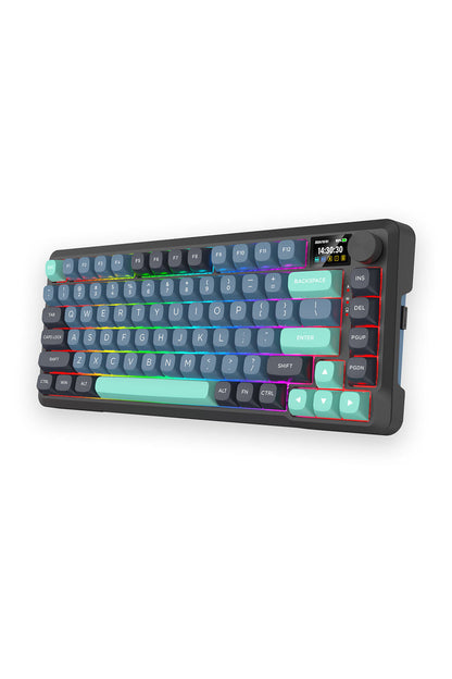 REDRAGON - Redragon K724-PRO BEHEMOTH Grey/Black/Green 75% Gasket Tri-Mode Mechanical Keyboard - grey-black-green