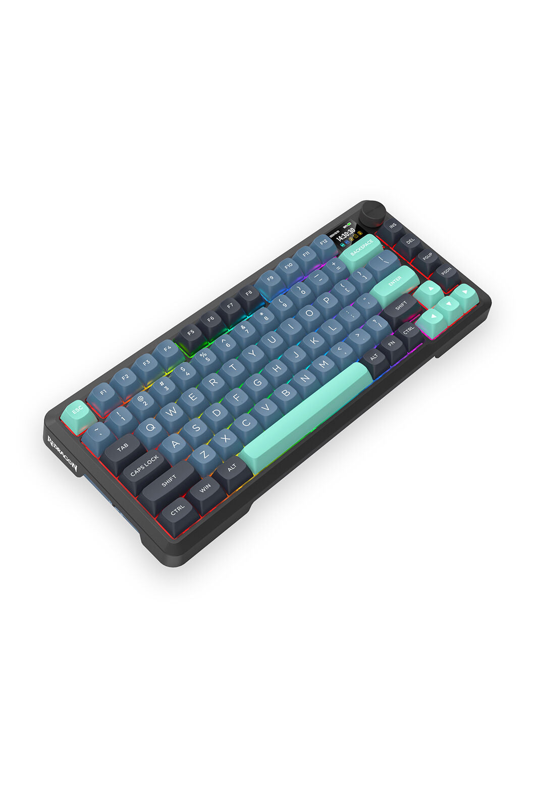 REDRAGON - Redragon K724-PRO BEHEMOTH Grey/Black/Green 75% Gasket Tri-Mode Mechanical Keyboard - grey-black-green