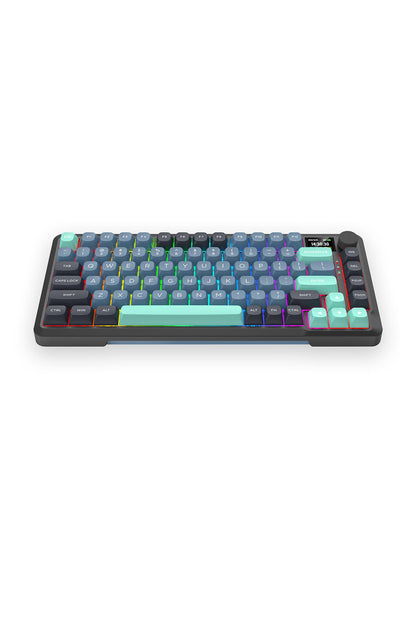 REDRAGON - Redragon K724-PRO BEHEMOTH Grey/Black/Green 75% Gasket Tri-Mode Mechanical Keyboard - grey-black-green