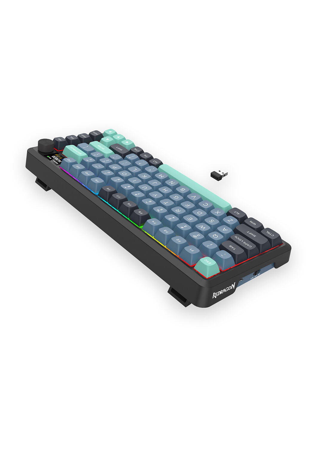 REDRAGON - Redragon K724-PRO BEHEMOTH Grey/Black/Green 75% Gasket Tri-Mode Mechanical Keyboard - grey-black-green