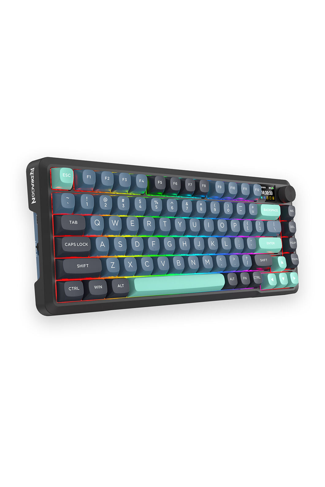REDRAGON - Redragon K724-PRO BEHEMOTH Grey/Black/Green 75% Gasket Tri-Mode Mechanical Keyboard - grey-black-green