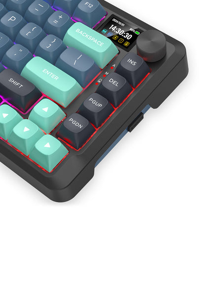 REDRAGON - Redragon K724-PRO BEHEMOTH Grey/Black/Green 75% Gasket Tri-Mode Mechanical Keyboard - grey-black-green