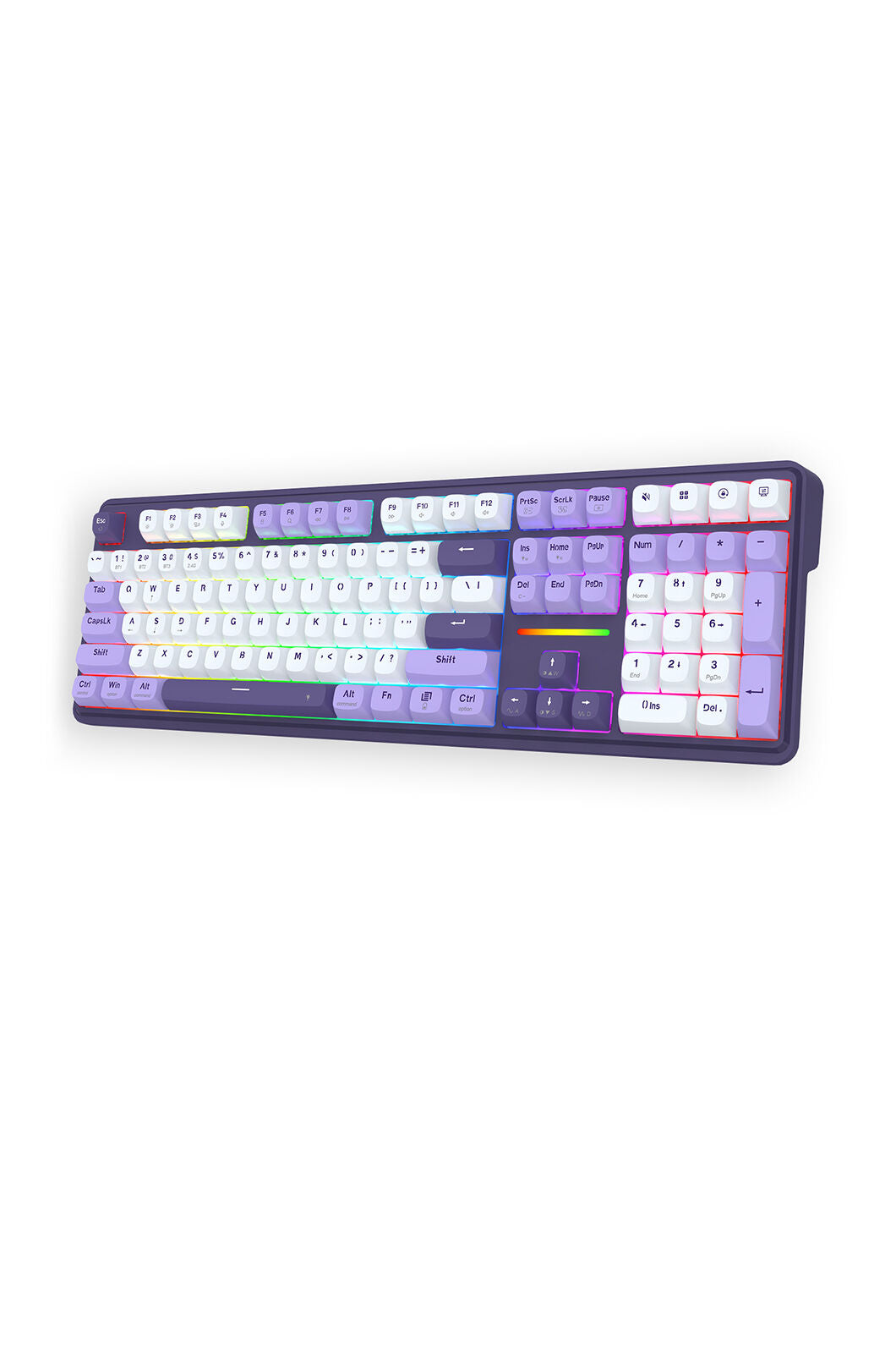 REDRAGON - Redragon K745WP RGB PRO ANTONIUM Blue/Purple 108 Keys Gasket Tri-Mode Mechanical Keyboard - white-purple